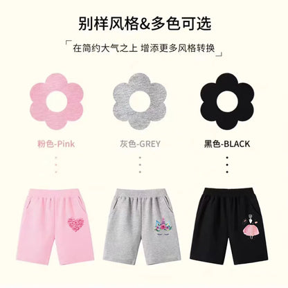 2025 Girls Summer Cat Ear Print Shorts Kids Elastic Waist Beach Short with Pocket Sports Short Pants Kids Cute Clothes 3-14y