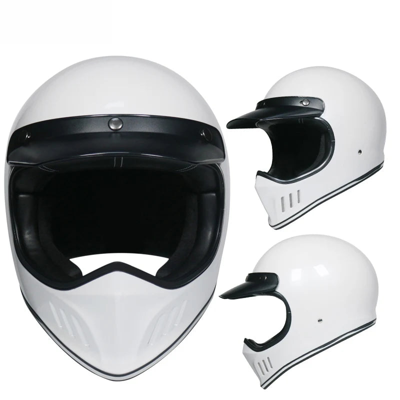 VOSS Retro Motorcycle Helmet, Retro Coffee Racer, Personality, Full Face, DOT Certified, Jetvintage silver mirror