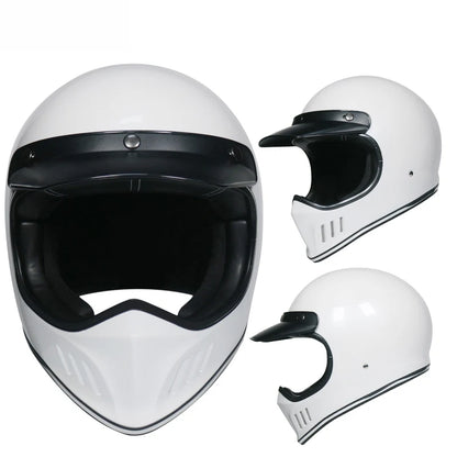 VOSS Retro Motorcycle Helmet, Retro Coffee Racer, Personality, Full Face, DOT Certified, Jetvintage silver mirror