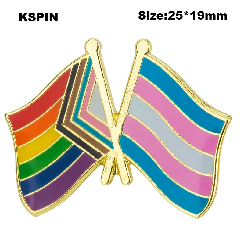 Progress Pride Heart Shaped Lapel Pin Flag badge Brooch Pins Badges
