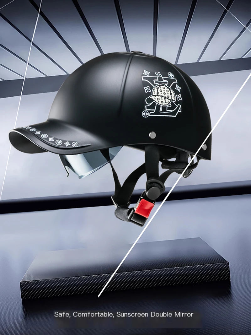 New Cafe Racer Chopper Scooter Safety Hard Hat Half Face Vintage Summer Cap Motorcycle Half Helmet Baseball Cap Style