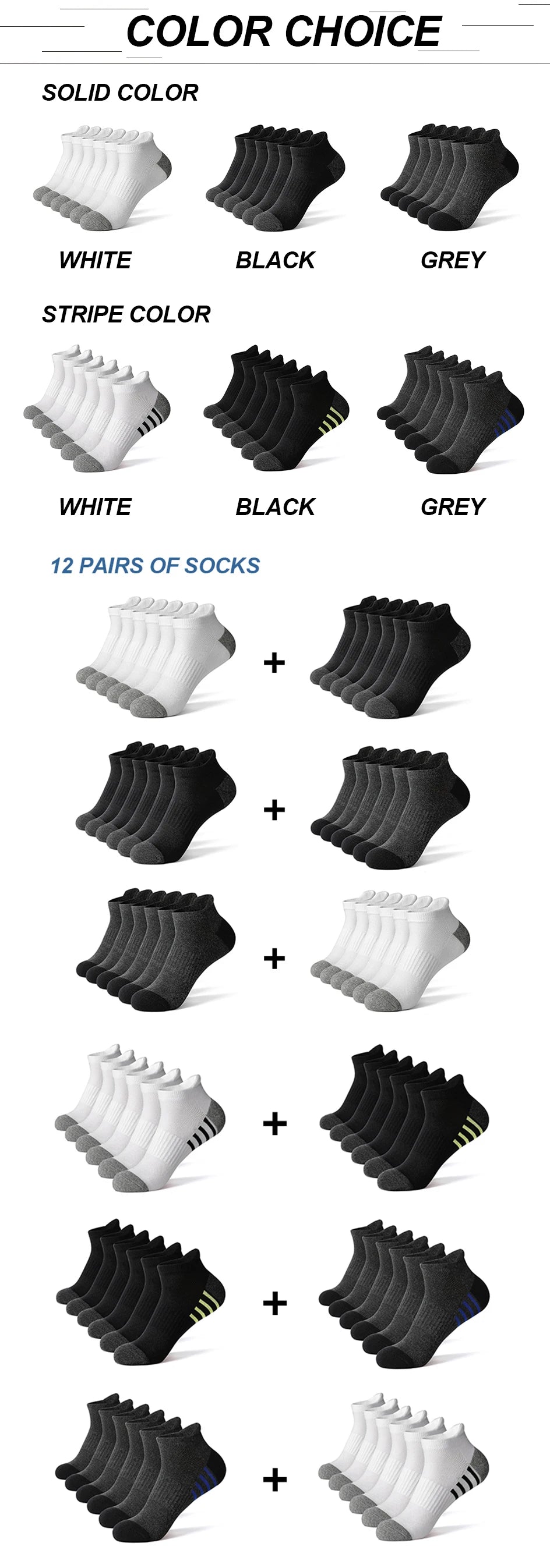 AOTOLK 6/12 Pairs Cotton Man and Women Socks Sports Solid Color Male's Short Sock Cycling Breathable Ankle Summer Running Socks