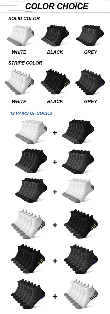 AOTOLK 6/12 Pairs Cotton Man and Women Socks Sports Solid Color Male's Short Sock Cycling Breathable Ankle Summer Running Socks