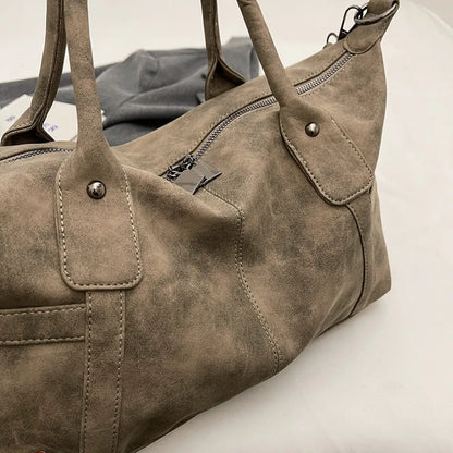 Retro Distressed Suede Texture Boston Hobo Bag Large Capacity Tote Handbag Shoulder Crossbody Bag for Women Daily Commute Trave