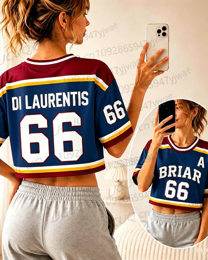 Summer Women's Off Campus Briar University Graham 44 DI LAURENTIS 66 Crop Top Football Jersey Short Sleeve Crop T-shirt Tops