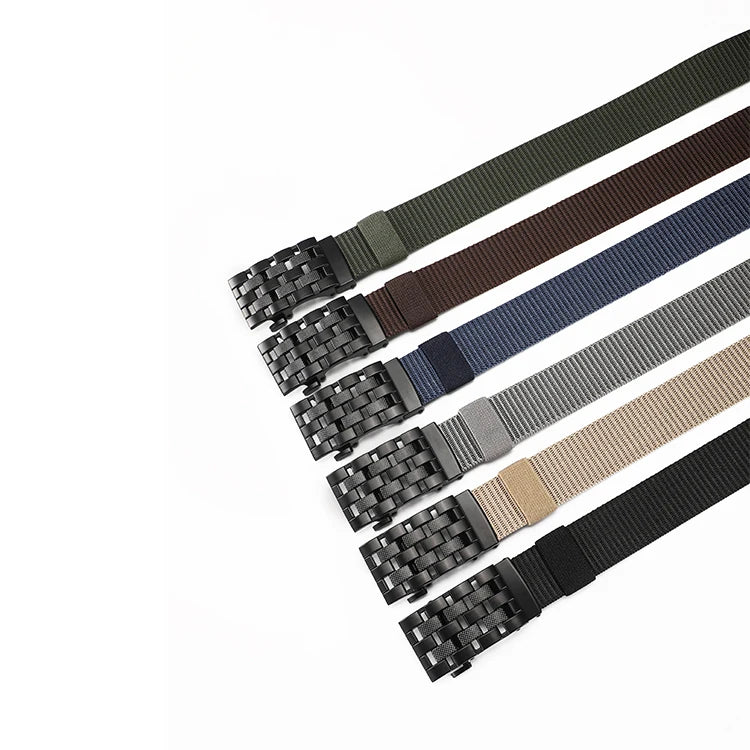 Men's Fabric Belt Nylon Canvas Automatic Belt Man Designer Belts Men Working Waistband Casual Men's Trousers Waist Belt ZX006