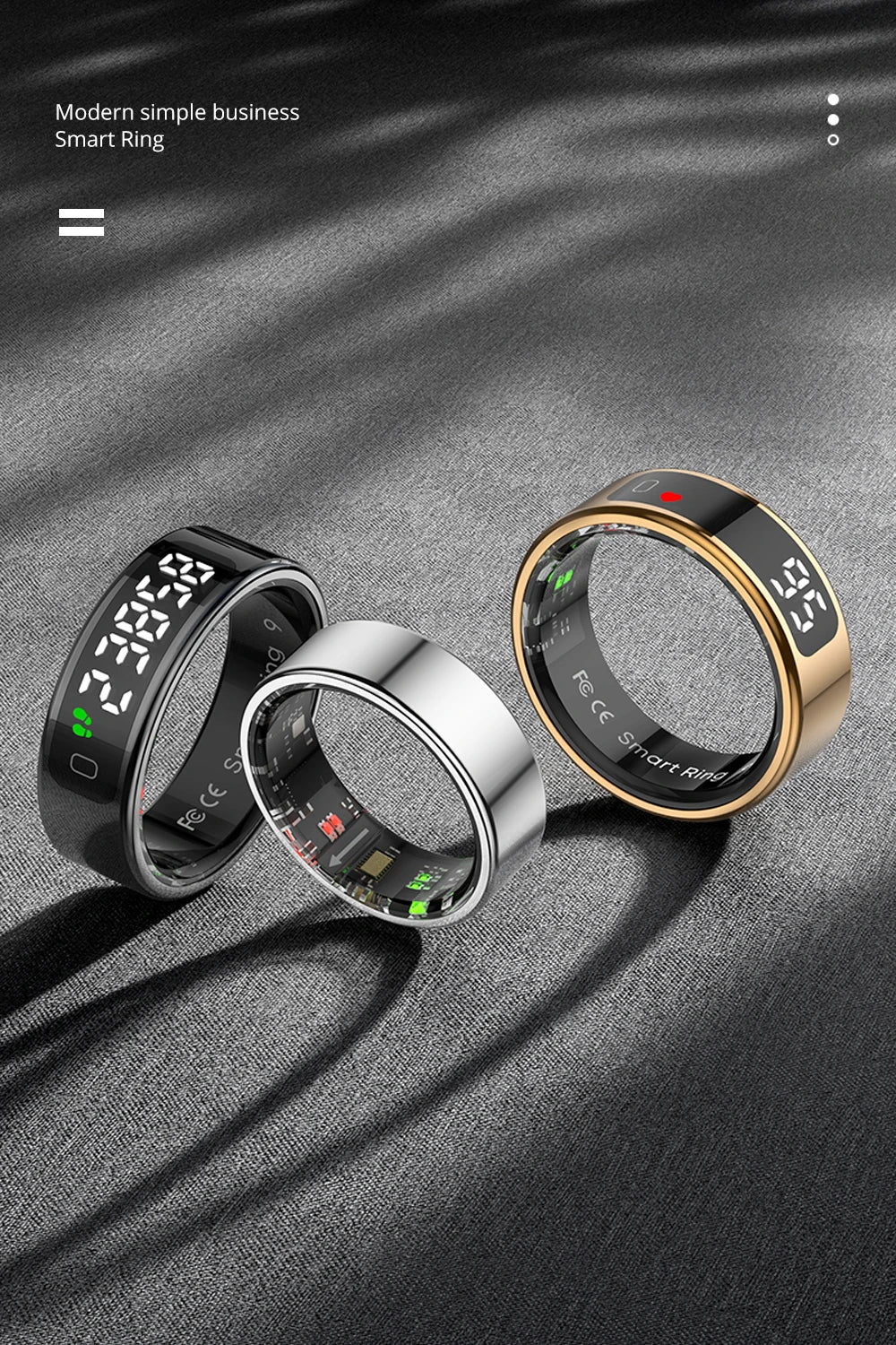 2026 COLMI R12 Smart Ring with Display Screen and Touch, Wireless Charging, Health Manager, 5 ATM Waterproof For Men Women