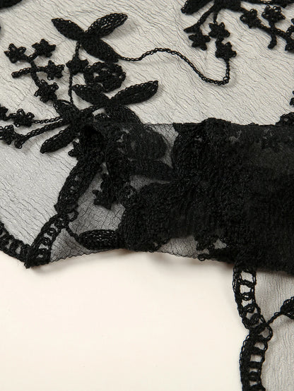 Wholesale French Lace Triangle Scarf Embroidered Flower Lace Scarf Small Shawl Crochet Head Scarf Headwraps Bandana For Women