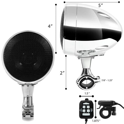 300W Amplifer 4 Inches Waterproof Motorcycle Stereo Bluetooth Radio Speakers High-End ATV UTV Audio Play System with USB AUX MP3