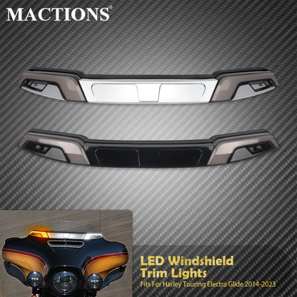 Motorcycle LED Windshield Trim Turn Signal Light For Harley Touring 2014-2025 Electra Street Glide Windscreen Running Side Lamp