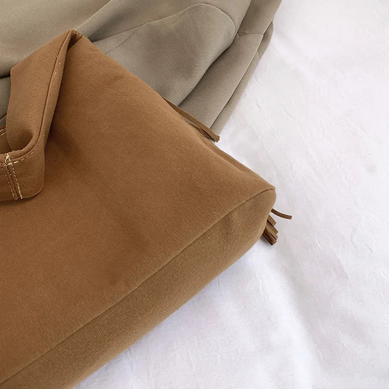 Suede Tassel High Quality Faux Shoulder Bags Fashion Large Capacity Sense of Luxury Popularity Women's Tote Bags Casual New