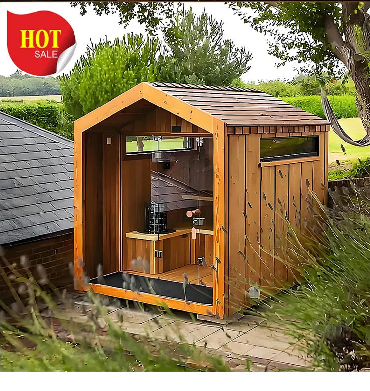 Customization Factory Customization Backyard   Sauna Outdoor with Shower  Authentic  Dry Wet Steam Sauna Room Shower Room 2-4 Pe