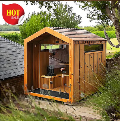 Customization Factory Customization Backyard   Sauna Outdoor with Shower  Authentic  Dry Wet Steam Sauna Room Shower Room 2-4 Pe