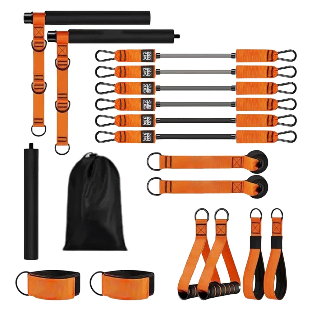 Pilates Bar Kit with Resistance Bands Exercise Bands Set Portable Yoga Pilates Stick for Home Gym Fitness Yoga Strength Training