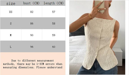 Women's summer sleeveless geometric texture single breasted casual shirt