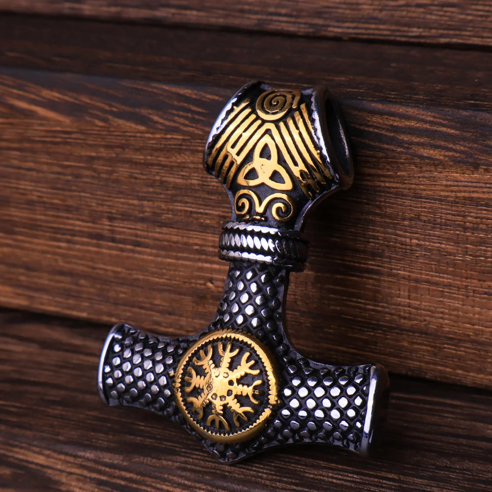 Vintage Vegvisir Viking Compass Pendant Necklace for Men Stainless Steel Fashion Nordic Amulet Beaded Necklace Jewelry Wholesale