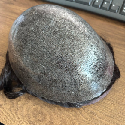 Natural Hairline 1B65 Grey Old Man 100% Human Hair Wigs System Prosthesis Super Durable 0.1mm Strong PU Base Men Silicon Toupee