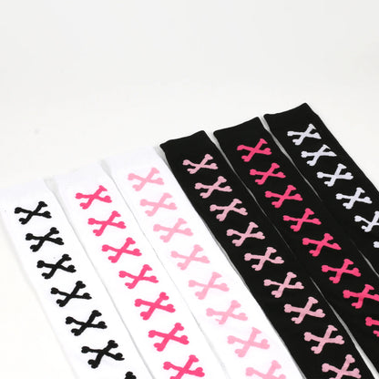 Womens Bone Thigh High Stockings Ladies Halloween Girls Black White Pink Long Over Above Knee Socks Tall Funny Cosplay Harajuku