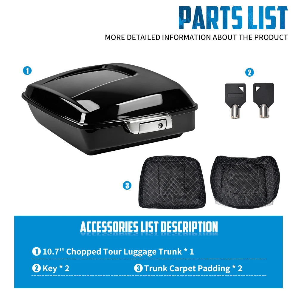 Motorcycle 10.7'' Trunk Rear Tour Luggage Storage For Harley Touring Road King Street Road Glide Electra Glide Standard 2014-25