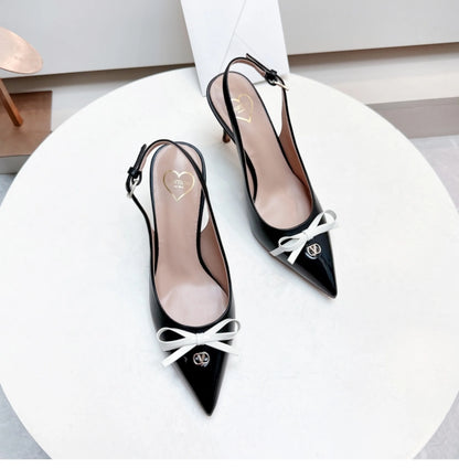 Heels Sandals Gladiator Summer Luxury Brand 2026 Bow Women High Heels Pointed Toe Designer Elegant Slingbacks Party Ladies Shoes