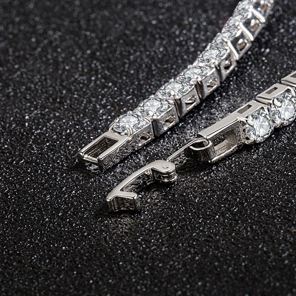 High Quality S925 Silver Platinum Plated Moissanite Bracelet Sparkling Personality Wedding Jewelry Gift Charm Bracelet For Women