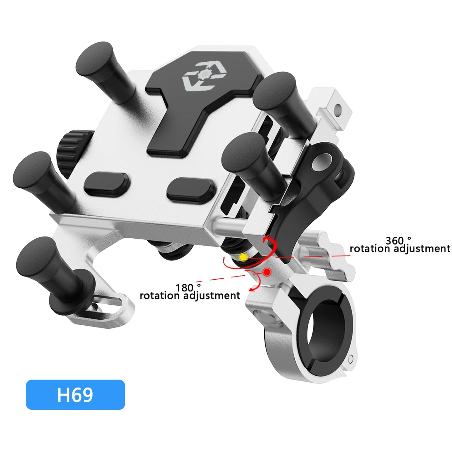 Motorcycle Phone Holder Universal Alloy Shock-Absorbing Motos Bicycle Handlebar Navigation Bracket 360° Rotary Adjustable Stand