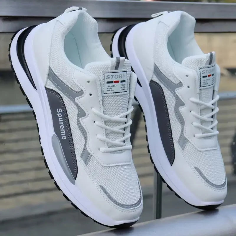 New Spring Autumn Men's Breathable Mesh Sports Shoes Korean Style Lightweight Casual Shoes Soft Bottom Running