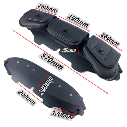 Motorcycle Windshield Bag Fairing Pouch 3 Pocket For Harley Electra Glide Street Glide Ultra Limited Tri Glide 1996-2013