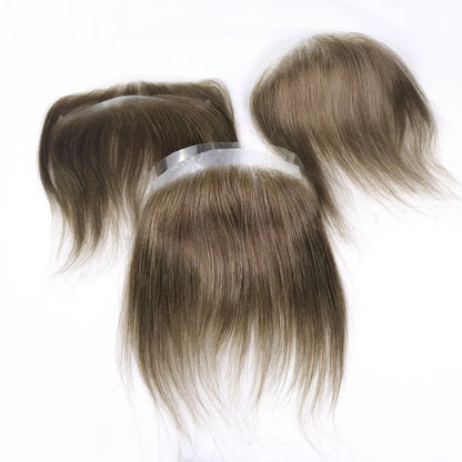 Men Toupee For Forehead 0.06mm Ultra Thin Skin #4 Brown Front Hairline Patch For Male Human Hair Wig Capillary Prosthesis Peruk