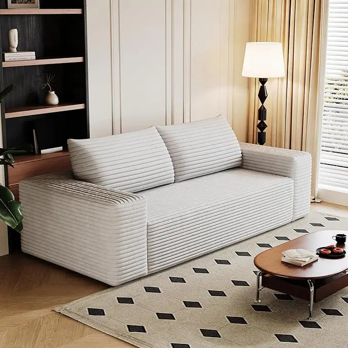 71" 3-Seater Love Seat Sofa,No Assembly Required,Plush Corduroy Loveseat Boneless Couch with High Cushion Backrest and Wider Arm