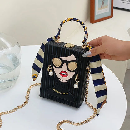 Evening Bags for Women 2023 New Fashionable Leather Shoulder Bag Woman Hard High Quality Hip Hop Party Luxury Designer Handbag