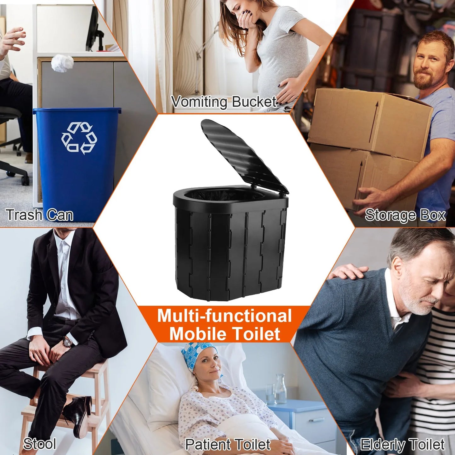 Portable Travel Bucket Toilet Seat Folding Toilet with Lid Camping Toilet Emergency Toilet Car Folding Toilets
