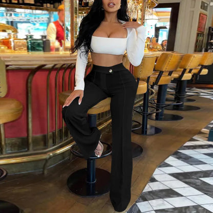 Women Flared Wide-leg Pants New 2026 Fashion Temperament Commuting Pants Versatile Fashionable Casual Wide Leg Pants Trousers