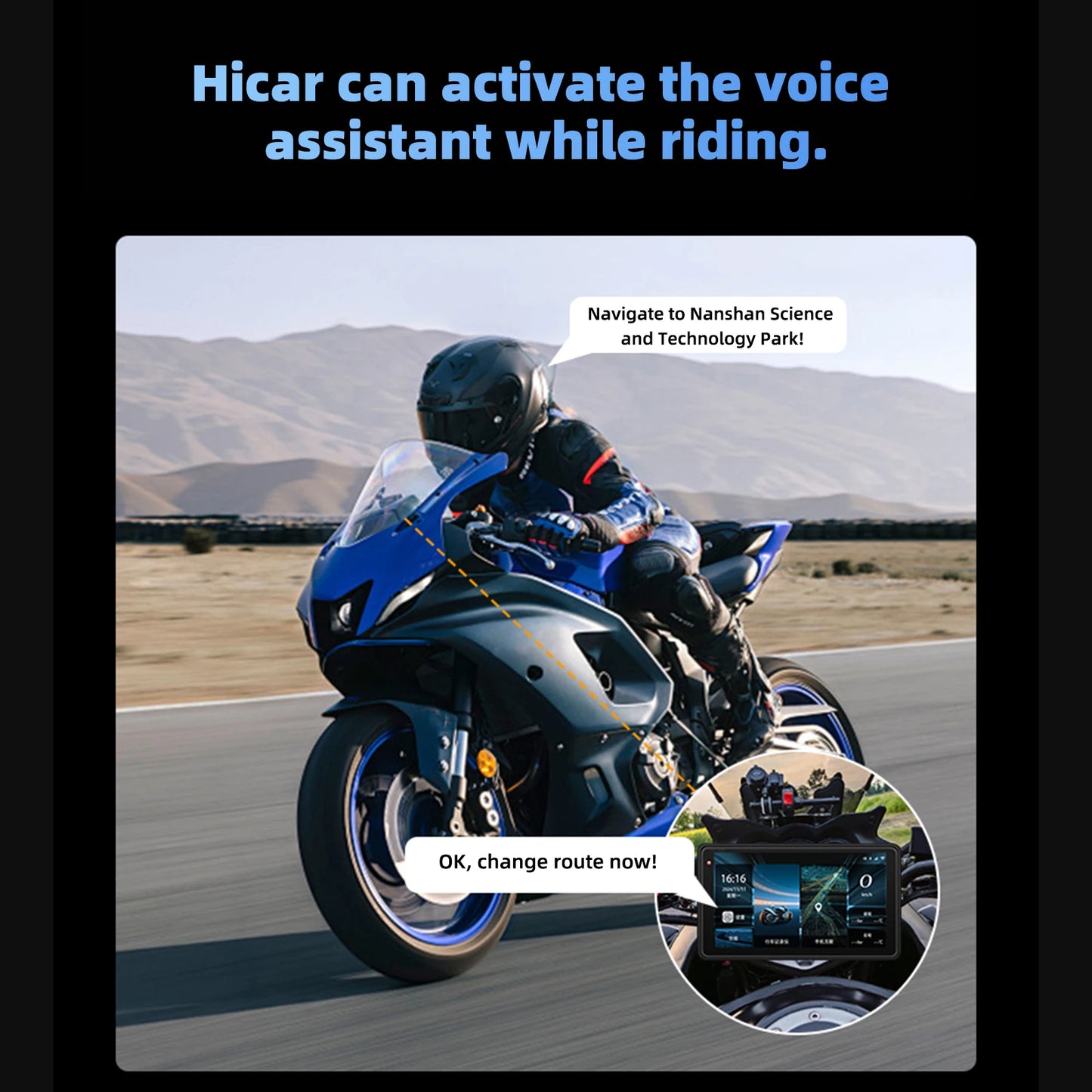 Motorcycle GPS Navigation Screen with 1080P Dash Cam Front and Rear 5in IP68 Waterproof Touchscreen Bluetooth Audio Receiver