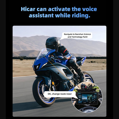 Motorcycle GPS Navigation Screen with 1080P Dash Cam Front and Rear 5in IP68 Waterproof Touchscreen Bluetooth Audio Receiver