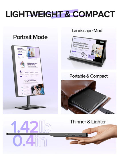 UPERFECT Portable Monitor Touchscreen 15.6 Inch 1080P FHD 100% sRGB IPS Screen with VESA & Case MINI HDMI USB-C Ultra-Thin Travel Second Screen for Laptop MacBook Surface PC Xbox PS4/5