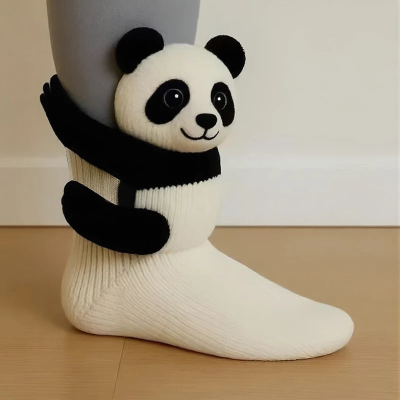 3D Knit Animal Socks Cute Floor Socks Hand Crocheted Double Layer Warm Sock with Cute Rabbit Panda Animals Christmas Gifts