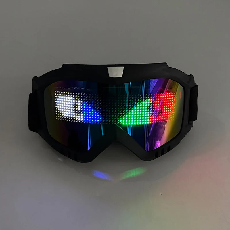 LED Bluetooth Goggles Halloween Christmas Disco Bar Neon Accessories Futuristic Luminous Glasses Bluetooth Diy LED Glasses