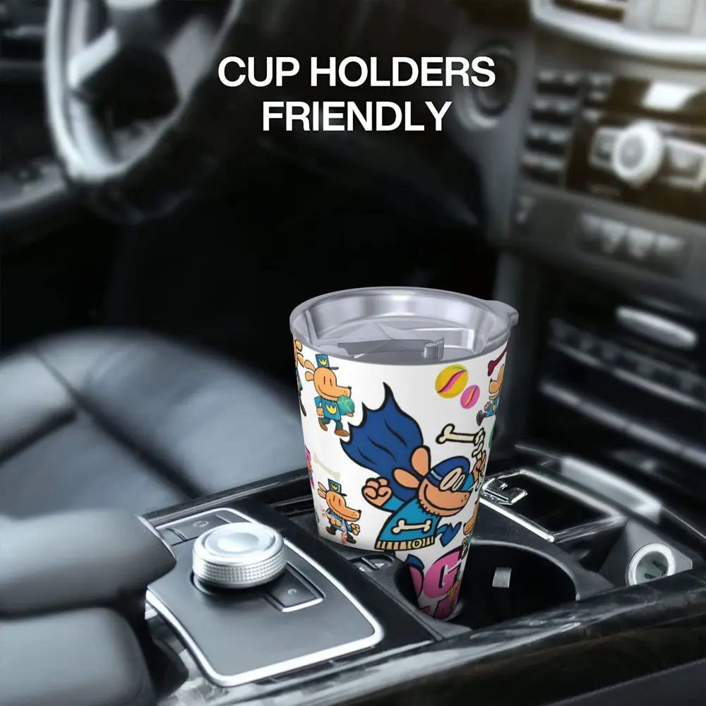 Dog Man Dogman Movie Comic Insulated Tumbler with Straws Cartoon Stainless Steel Thermal Mug Double Wall Car Bottle Cups, 20oz