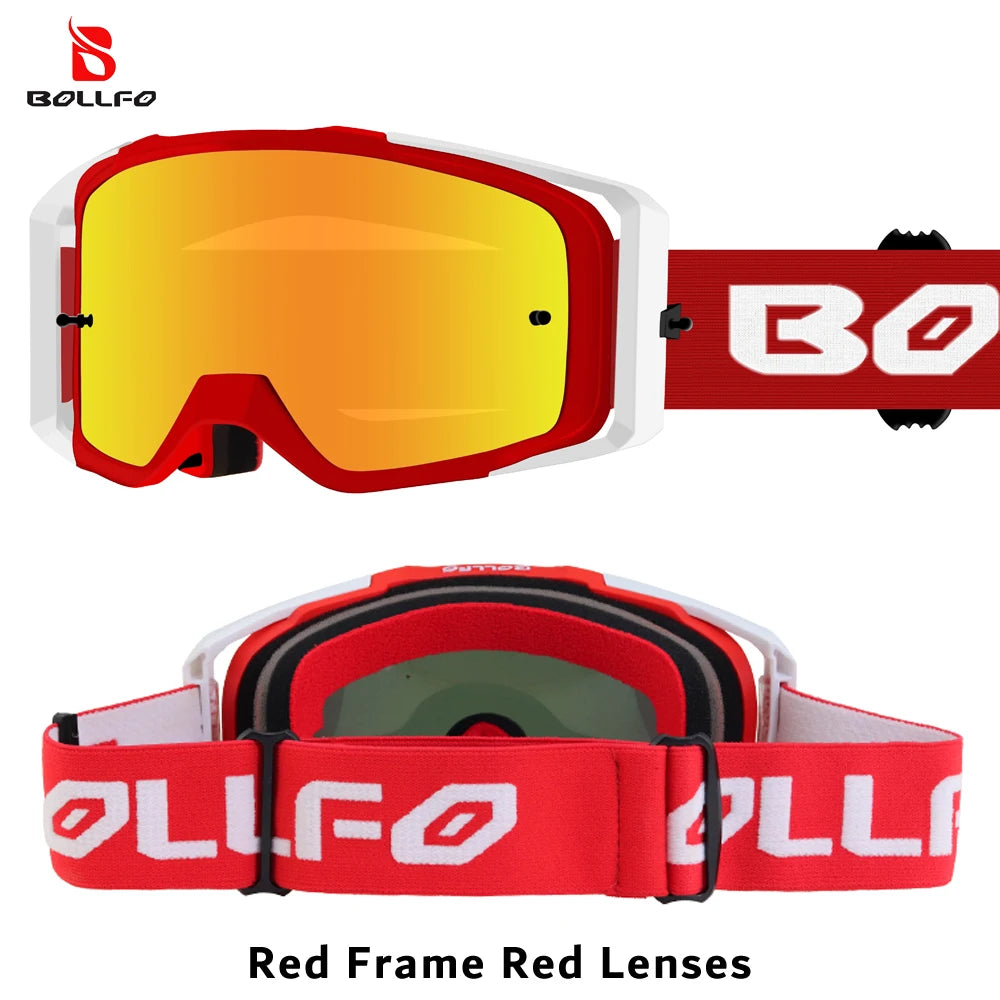 Dirt Bike Goggles with Tear-Off Quick-Release Ready Lens UV400 Motocross Glasses TPU Dual-Cycle Defogging Motorcycle Eyewear