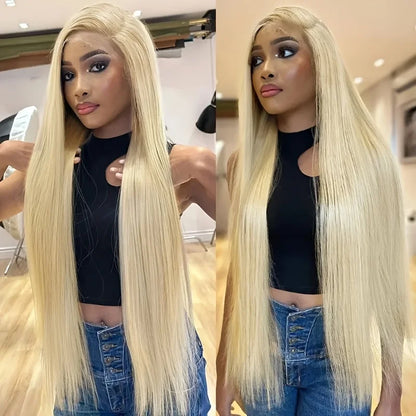 26 Inch 613 Lace Front Wig Human Hair 13X4 Blonde Straight HD Transparent Lace Frontal Wigs Human Hair Pre Plucked with Baby Hair 180% Density Blonde Glueless Wigs Human Hair