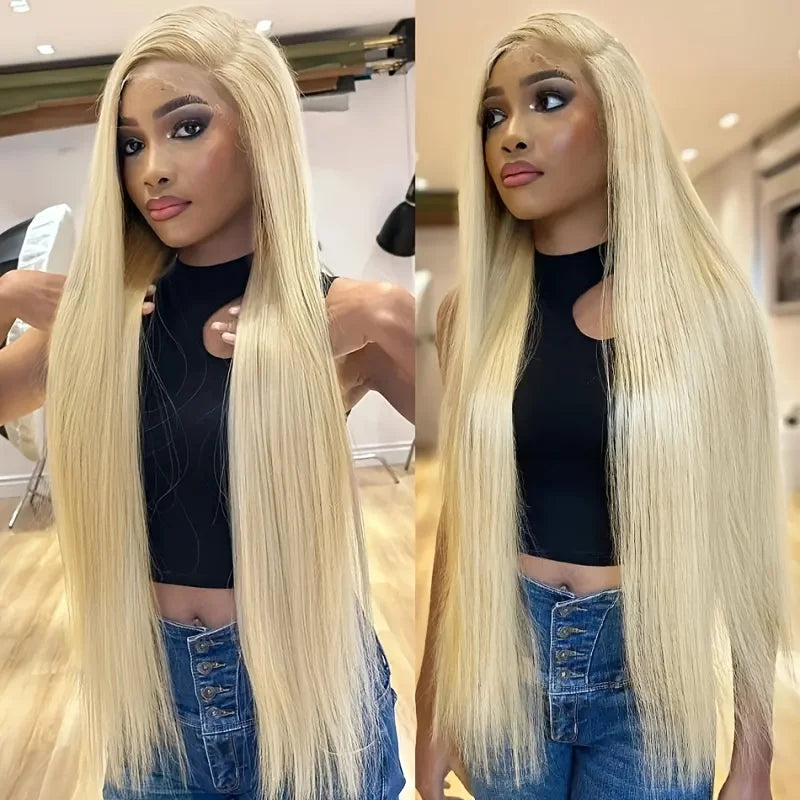 26 Inch 613 Lace Front Wig Human Hair 13X4 Blonde Straight HD Transparent Lace Frontal Wigs Human Hair Pre Plucked with Baby Hair 180% Density Blonde Glueless Wigs Human Hair