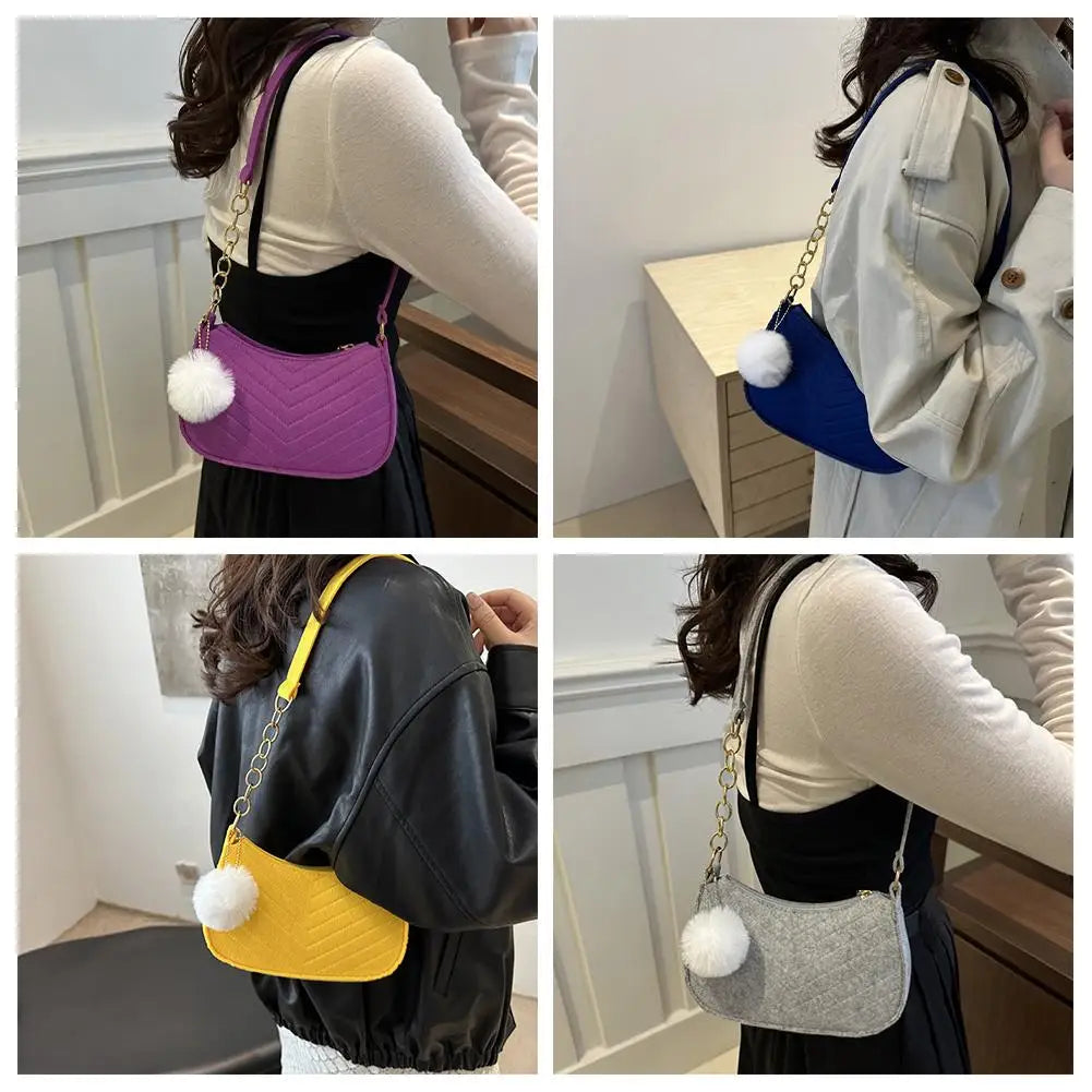 Mini Women Shoulder Bags Fashion Felt Women's Bag Design Advanced Underarm Handbags Mini Saddle Bag