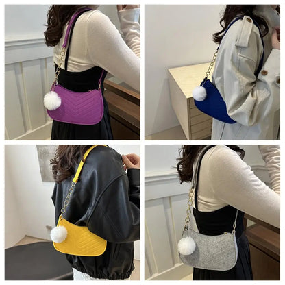 Mini Women Shoulder Bags Fashion Felt Women's Bag Design Advanced Underarm Handbags Mini Saddle Bag