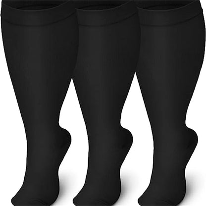 2XL-7XL Plus Size 20-30 mmHg Compression Socks for Women Men Wide Calf Extra Large Knee High Flight Sock for Circulation Support