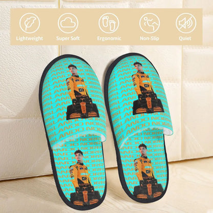 Custom British Lando Norris Racing Driver Guest Slippers for Spa Women House Slipper
