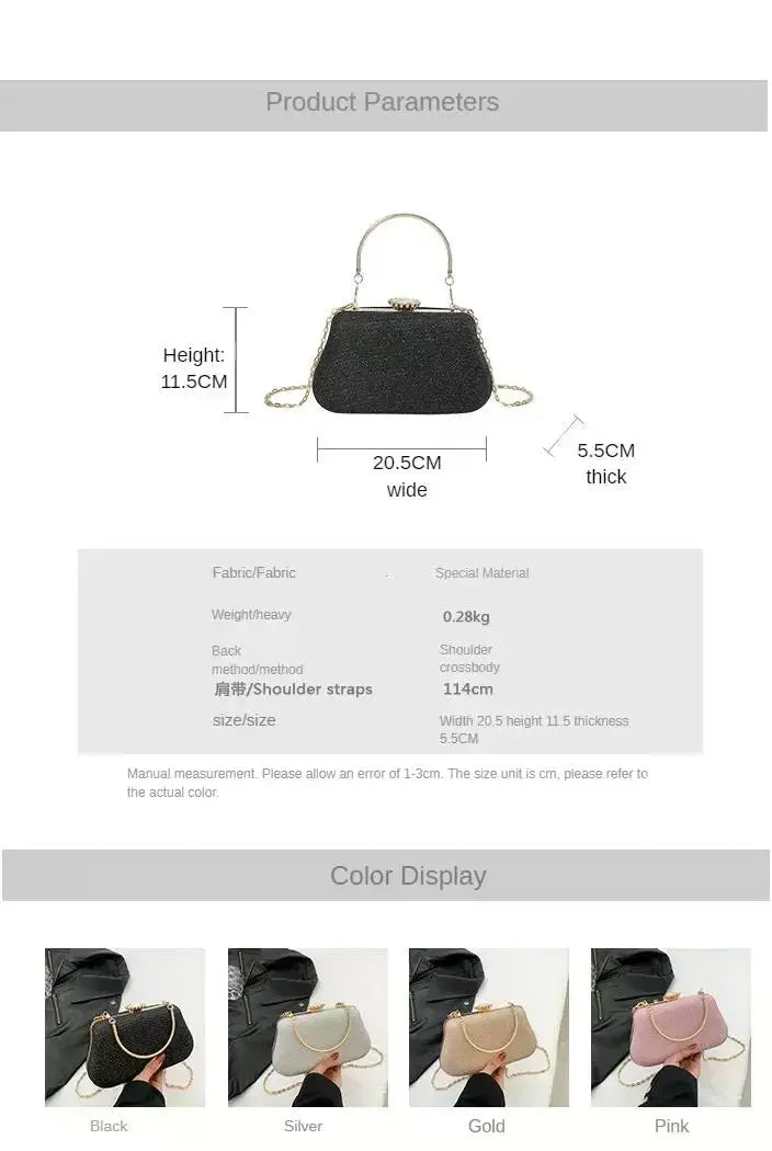 Luxury High Design Women Evening Bag Brand Party Banquet Glitter Bag for Ladies Wedding Clutch Handbag Shoulder Bag Chain Bolsas