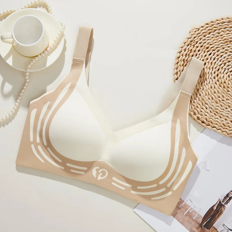 Plus Size Everyday Bra for Woman  Sport Double Support Seamless Brassiere Top No-trace Push Up Bra Padded Fixed Cup Underwear