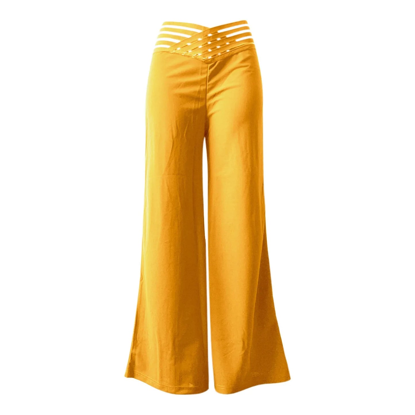 Women Wide Leg Flared Pants New Y2k Casual Crisscross Sheer Mesh Patch High Waist Trousers Elegant Streetwear Work Pants