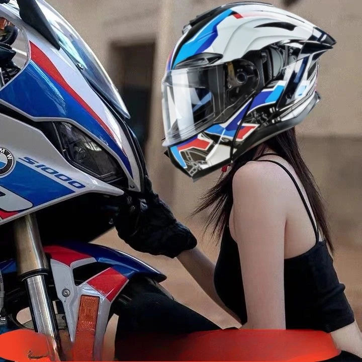 Flip up Motorcycle Helmet Full face Dual lens off-road Racing helmet Men Cascos para moto Motorbike Helmet DOT Approved For BMW